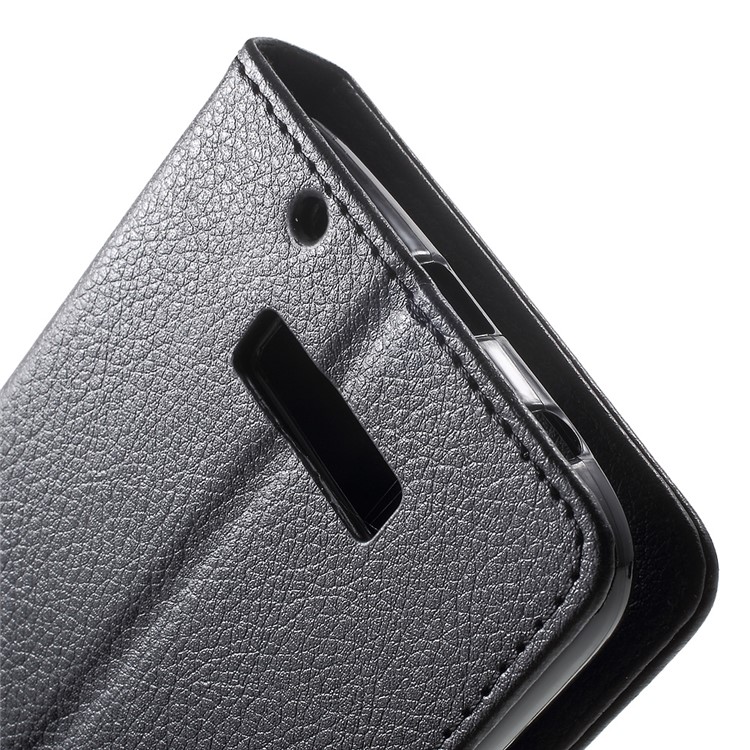 Lychee Grain Wallet Leather Stand Case for Motorola Moto Z Play - Black-8