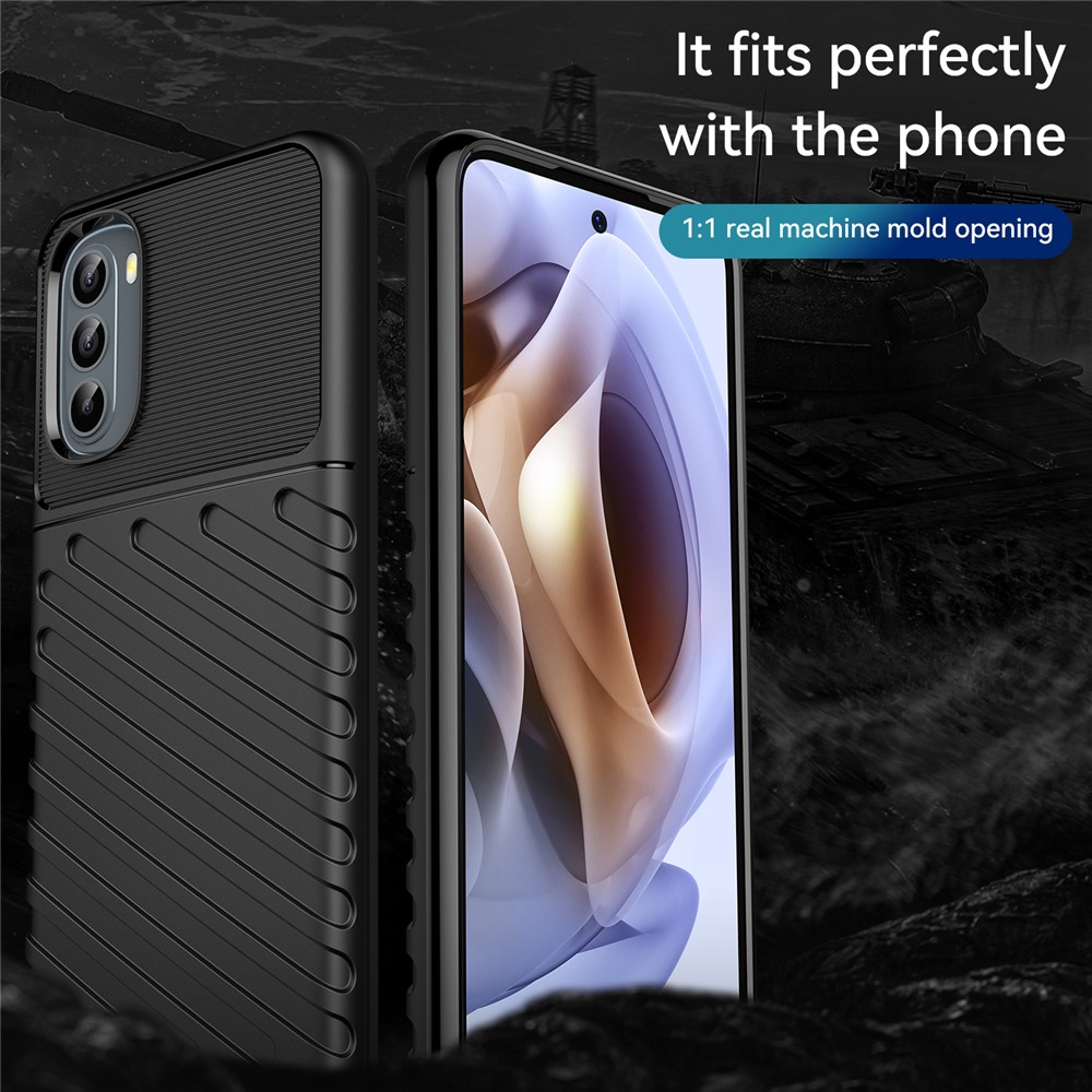 Thunder Series Twill Texture Soft TPU Phone Case Thickened Strong Protection Anti-Drop Cover for Motorola Moto G31 / Moto G41 - Black-2
