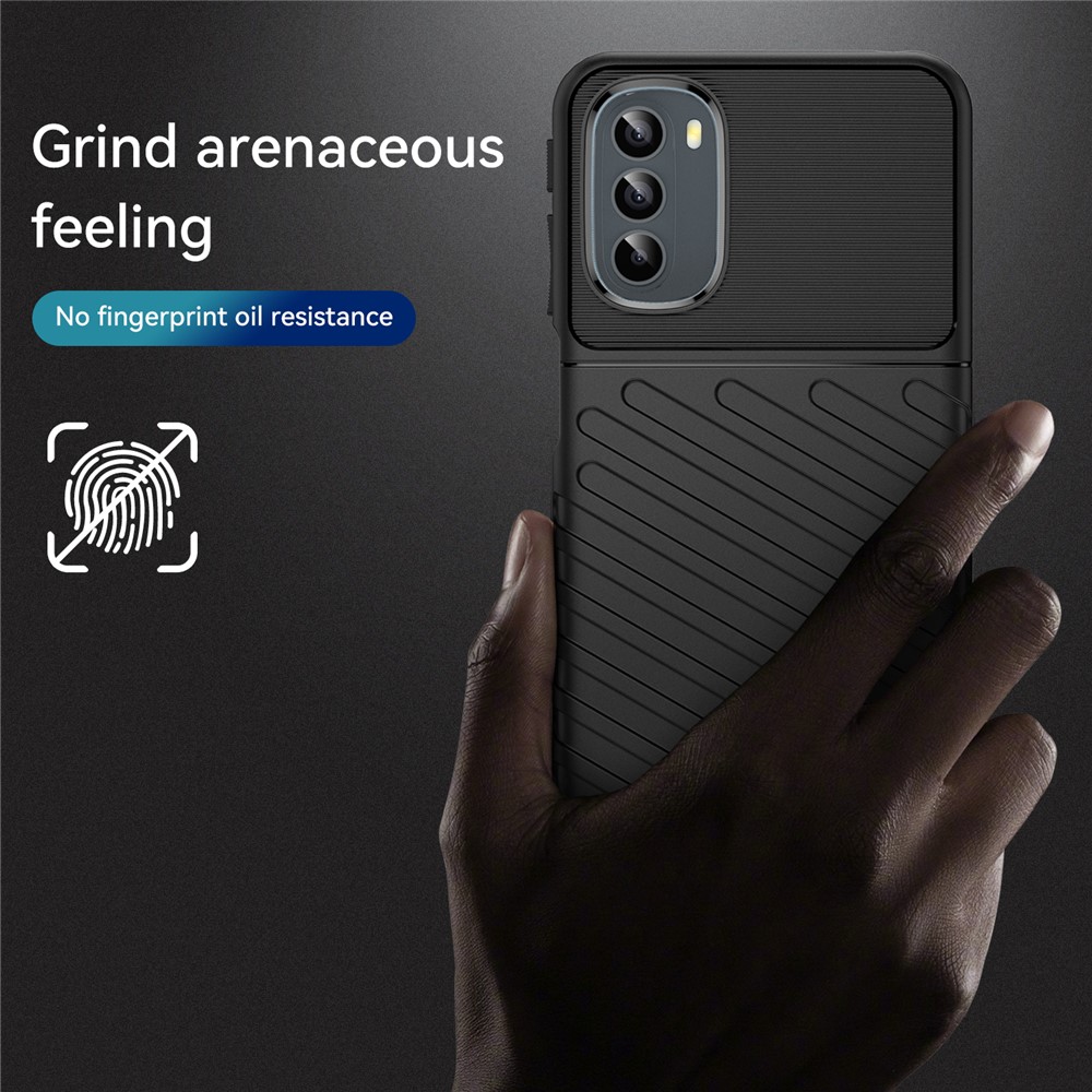Thunder Series Twill Texture Soft TPU Phone Case Thickened Strong Protection Anti-Drop Cover for Motorola Moto G31 / Moto G41 - Black-3
