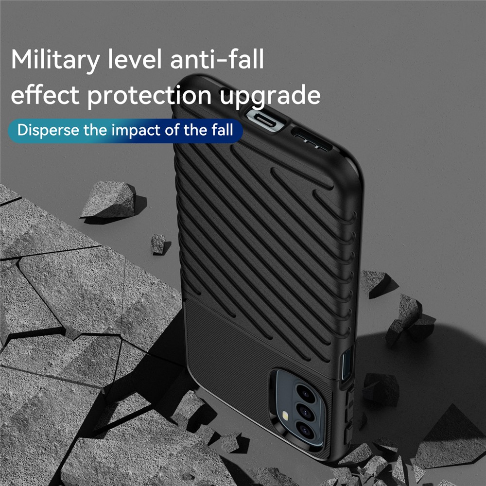 Thunder Series Twill Texture Soft TPU Phone Case Thickened Strong Protection Anti-Drop Cover for Motorola Moto G31 / Moto G41 - Black-7