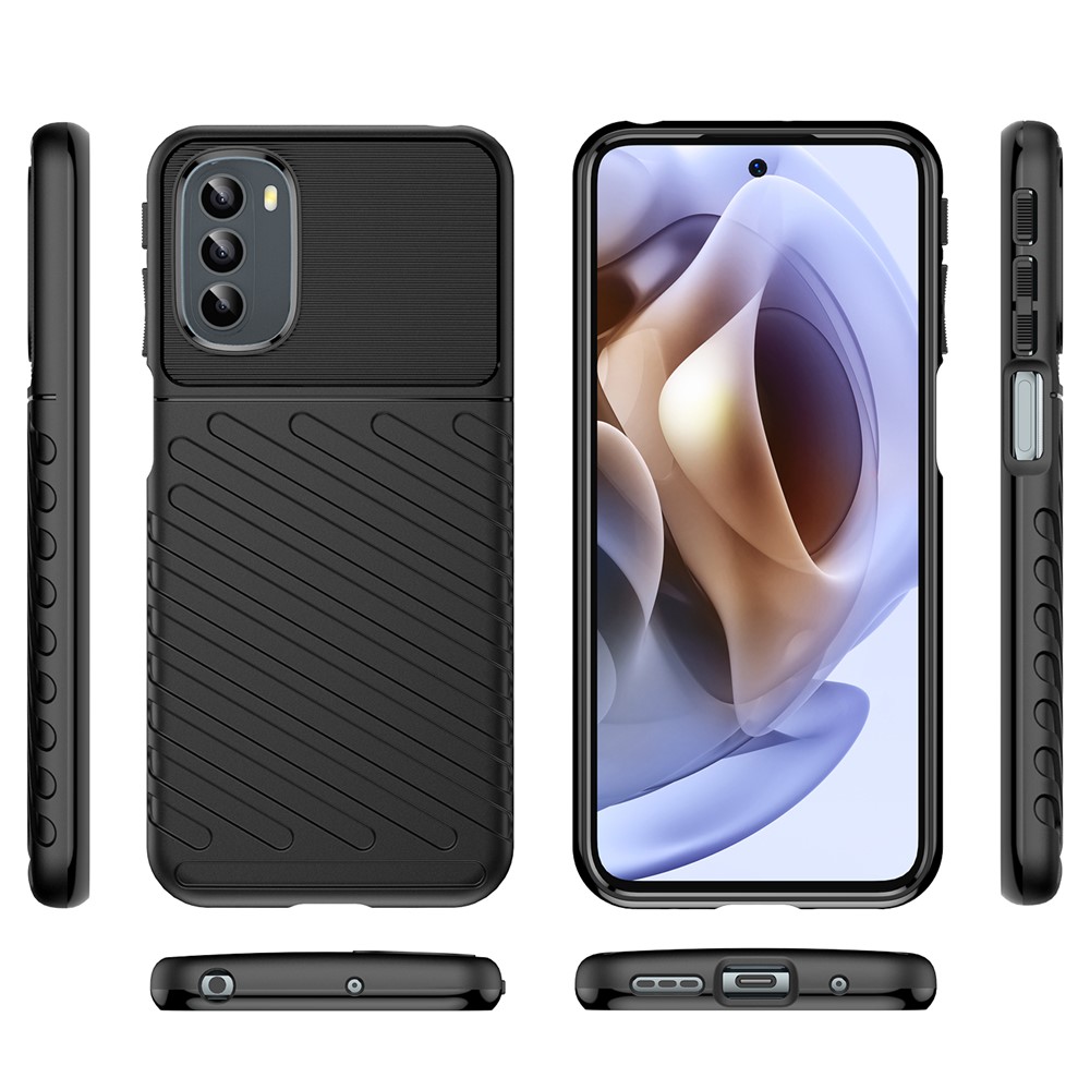 Thunder Series Twill Texture Soft TPU Phone Case Thickened Strong Protection Anti-Drop Cover for Motorola Moto G31 / Moto G41 - Black-8