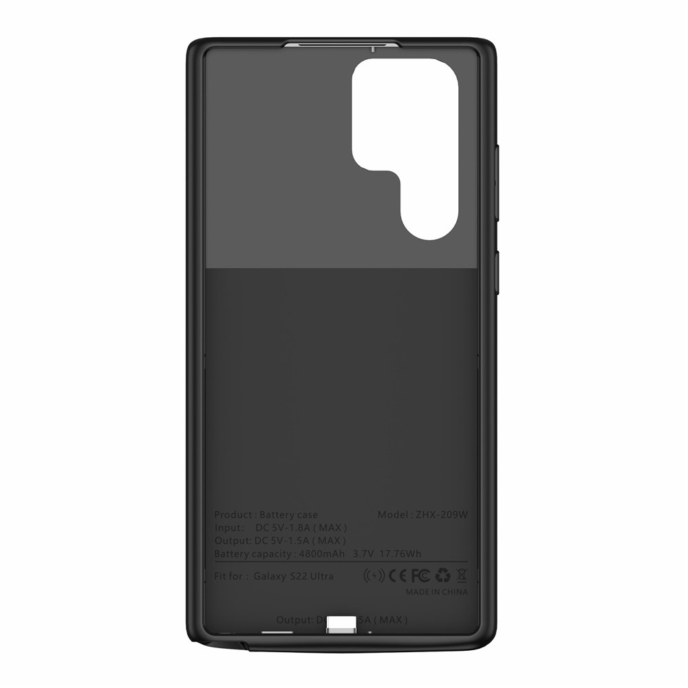 ZHX-209 4800mAh Rechargeable Extended Battery Soft TPU Edge Phone Charging Back Case for Samsung Galaxy S22 Ultra 5G-6