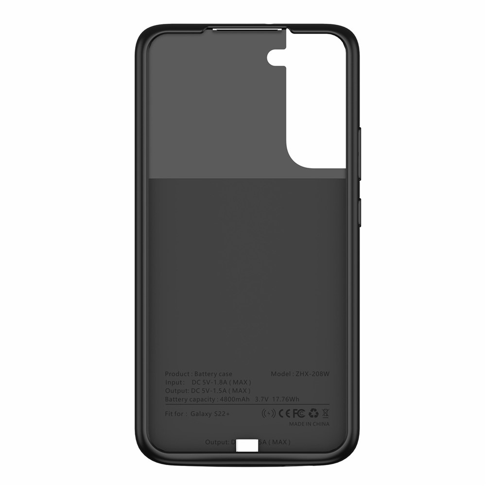 ZHX-208 4800mAh Rechargeable Battery Cover Soft TPU Edge Phone Charging Case for Samsung Galaxy S22+ 5G-6