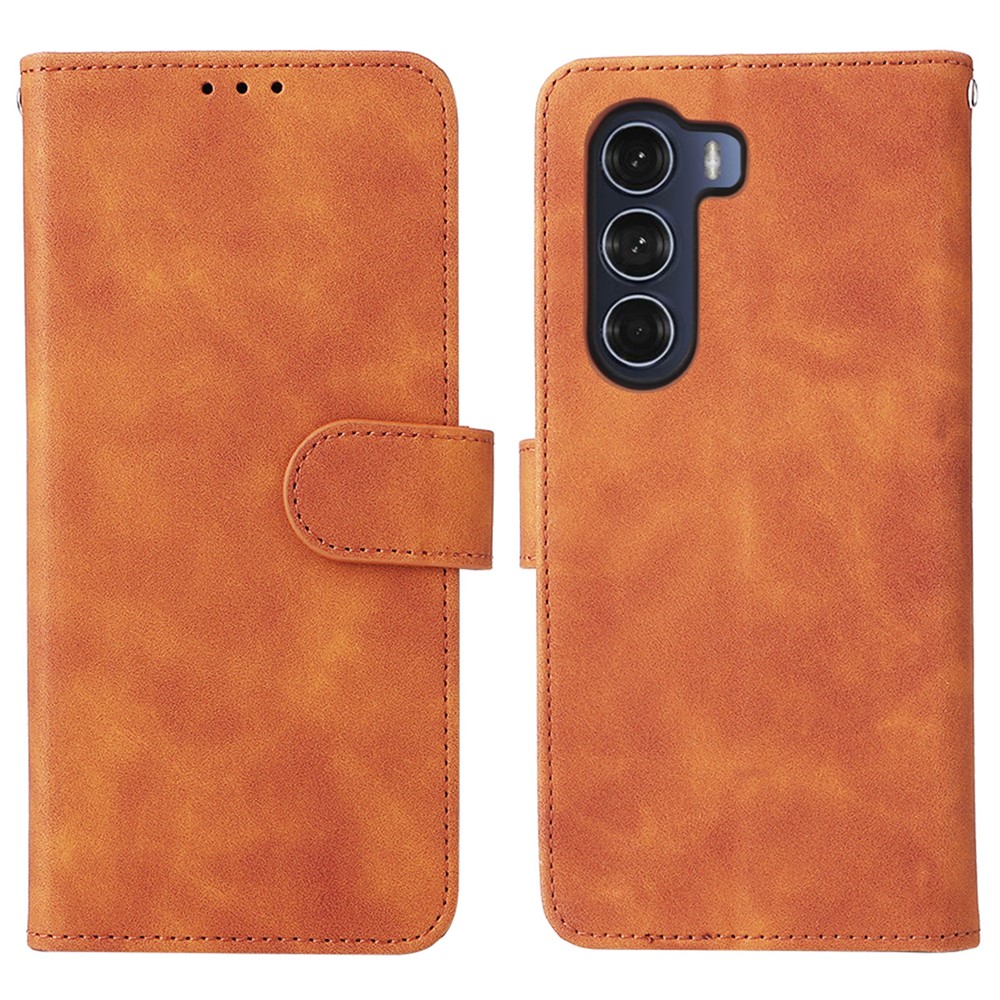 Anti-scratch Splash-repellent Skin-touch Feeling PU Leather + TPU Phone Cover Stand Wallet Shell Mobile Phone Case for Motorola Moto G200 5G - Brown-1