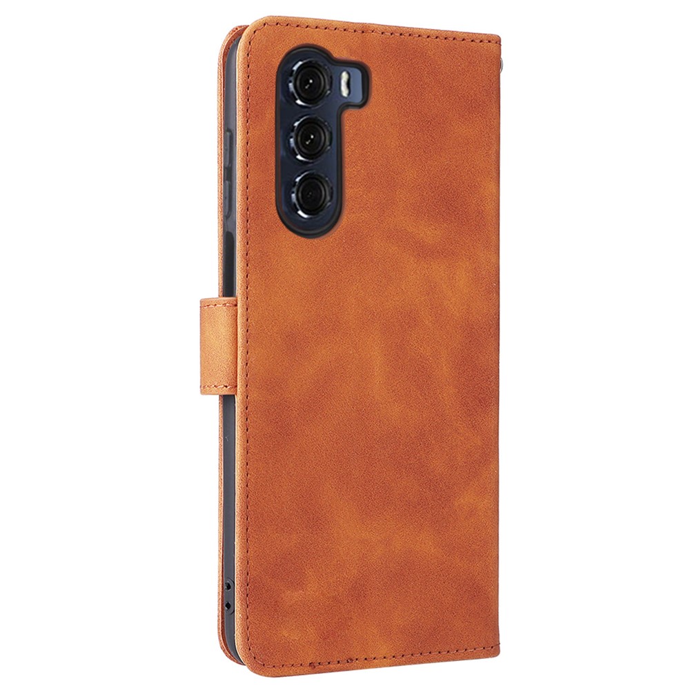 Anti-scratch Splash-repellent Skin-touch Feeling PU Leather + TPU Phone Cover Stand Wallet Shell Mobile Phone Case for Motorola Moto G200 5G - Brown-3
