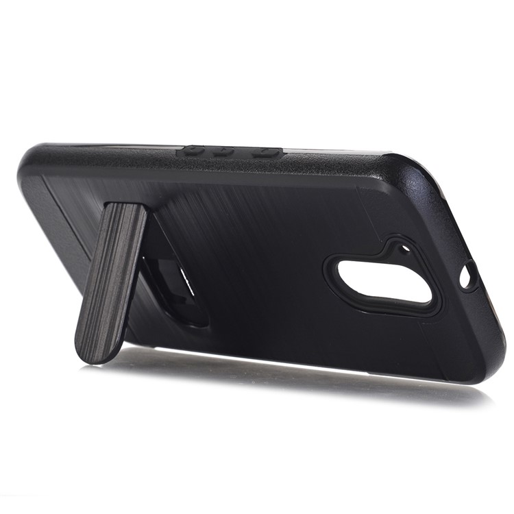 Brushed Plastic + TPU Kickstand Card Slot Combo Case for Motorola Moto G4 / G4 Plus - Black-5