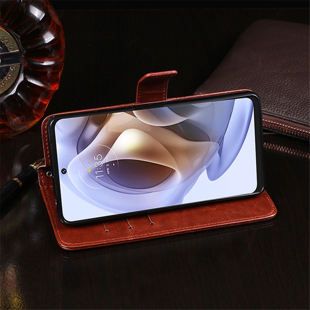 IDEWEI For Motorola Moto G31/G41 Crazy Horse Texture PU Leather Cover + Soft TPU Inner Case Wallet Stand Phone Shell - Brown-5