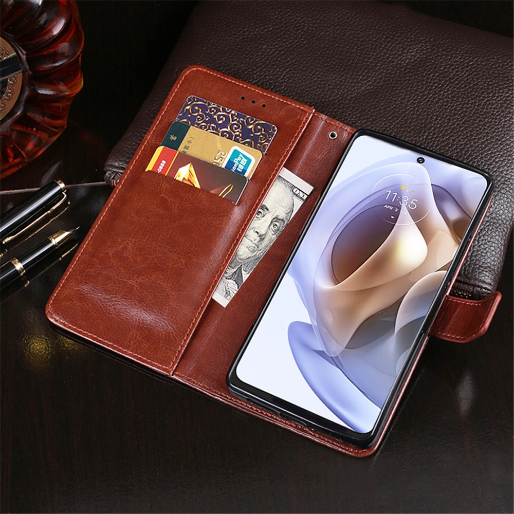 IDEWEI For Motorola Moto G31/G41 Crazy Horse Texture PU Leather Cover + Soft TPU Inner Case Wallet Stand Phone Shell - Brown-6
