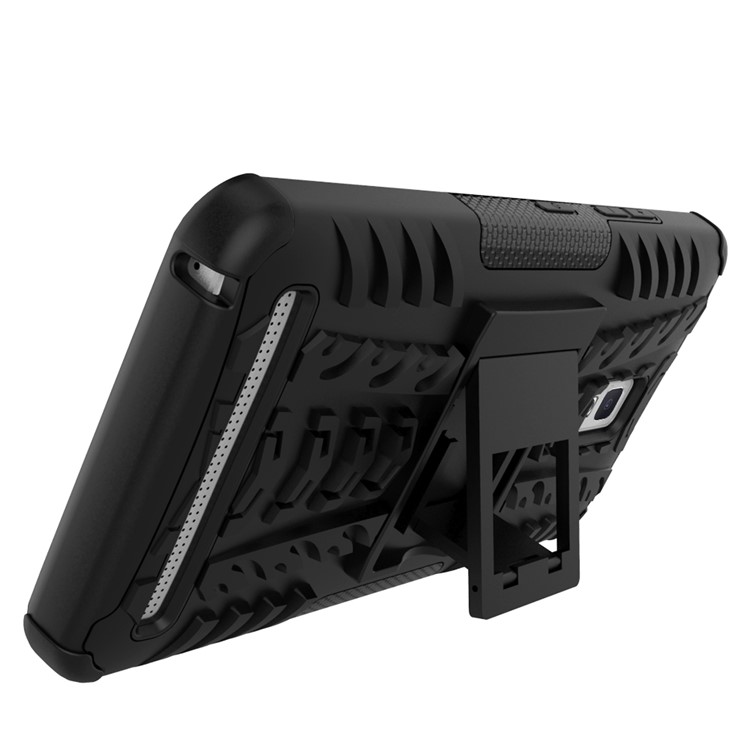 Tyre Pattern PC + TPU Hybrid Case for Lenovo A6600 with Kickstand - Black-10