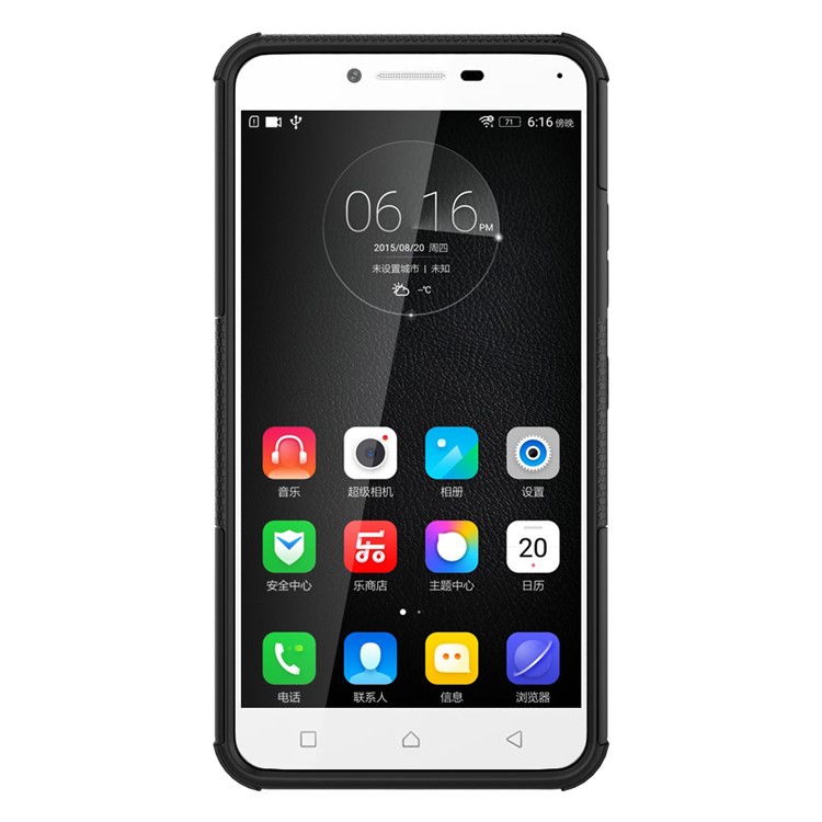 Tyre Pattern PC + TPU Hybrid Case for Lenovo A6600 with Kickstand - Black-11