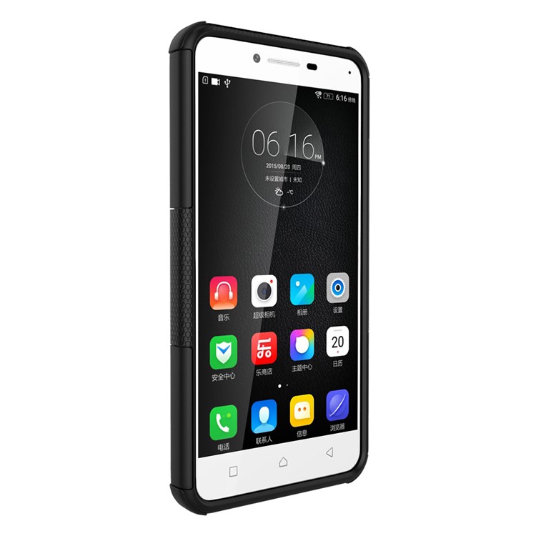 Tyre Pattern PC + TPU Hybrid Case for Lenovo A6600 with Kickstand - Black-12