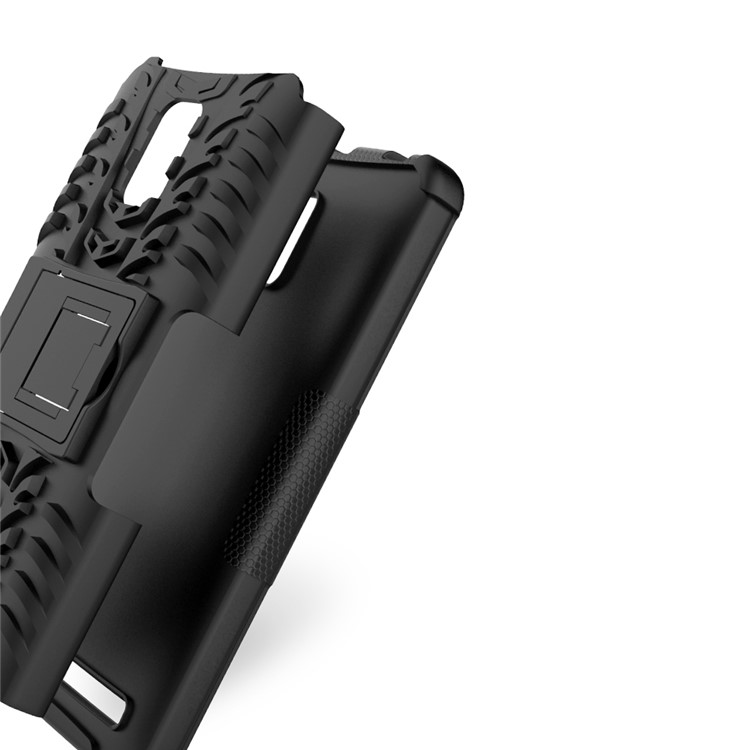 Tyre Pattern PC + TPU Hybrid Case for Lenovo A6600 with Kickstand - Black-4