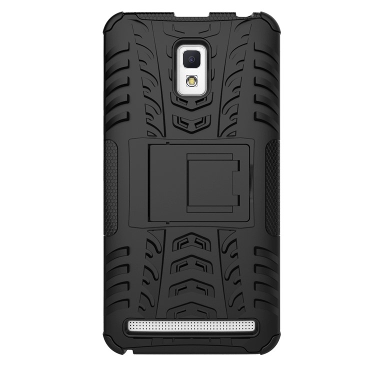 Tyre Pattern PC + TPU Hybrid Case for Lenovo A6600 with Kickstand - Black-5