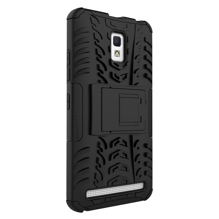 Tyre Pattern PC + TPU Hybrid Case for Lenovo A6600 with Kickstand - Black-6