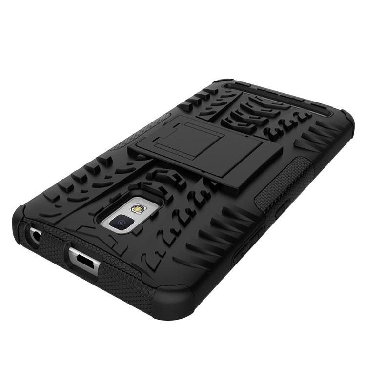 Tyre Pattern PC + TPU Hybrid Case for Lenovo A6600 with Kickstand - Black-7