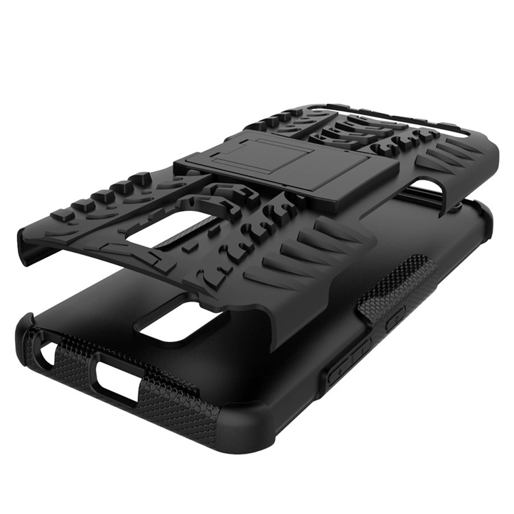 Tyre Pattern PC + TPU Hybrid Case for Lenovo A6600 with Kickstand - Black-8