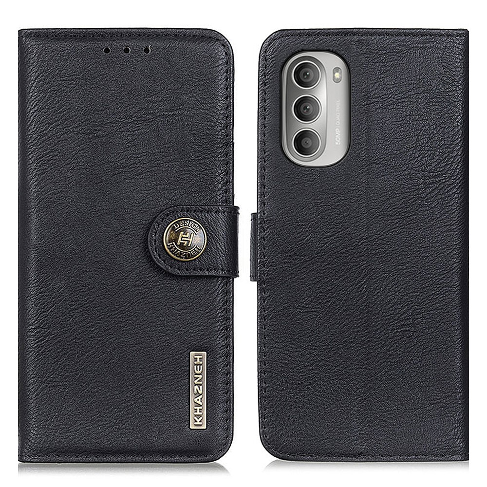 KHAZNEH Phone Cover for Motorola Moto G Stylus 5G (2022), Viewing Stand Textured PU Leather PU Leather Magnetic Flip Wallet Case - Black-1