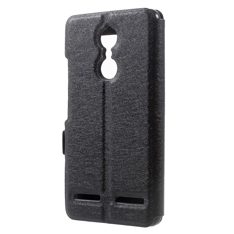 For Lenovo K6 Dual View Window Silk Texture Leather Case - Black-3