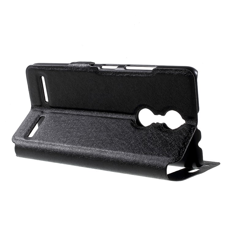 For Lenovo K6 Dual View Window Silk Texture Leather Case - Black-4