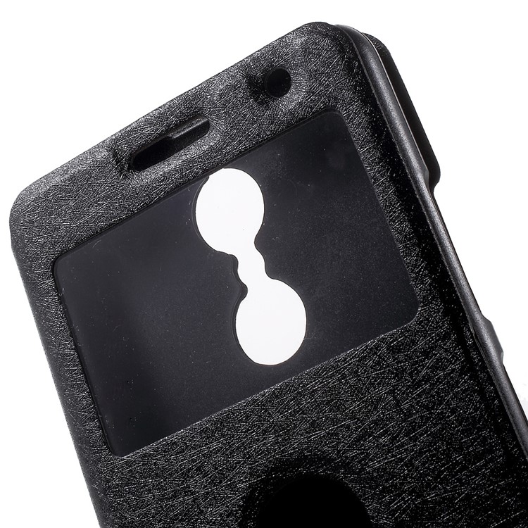 For Lenovo K6 Dual View Window Silk Texture Leather Case - Black-7