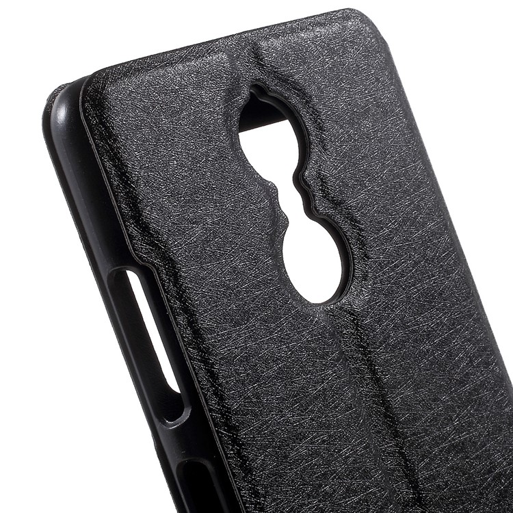 For Lenovo K6 Dual View Window Silk Texture Leather Case - Black-8
