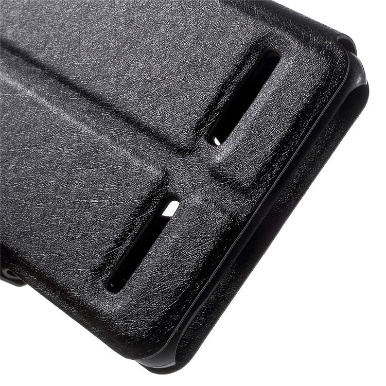 For Lenovo K6 Dual View Window Silk Texture Leather Case - Black-9