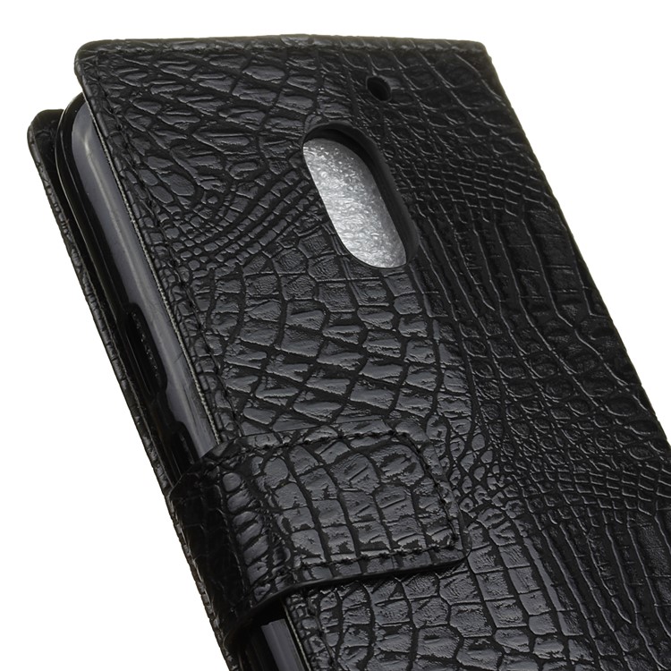 Crocodile Texture Leather Wallet Phone Case for Motorola Moto E3 Power - Black-3