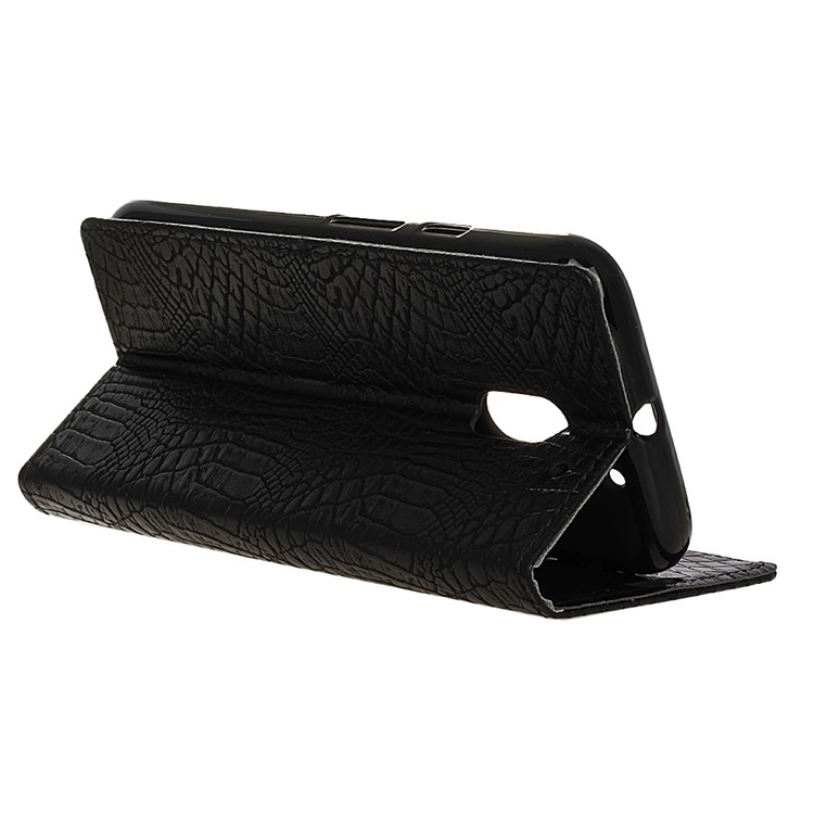 Crocodile Texture Leather Wallet Phone Case for Motorola Moto E3 Power - Black-6
