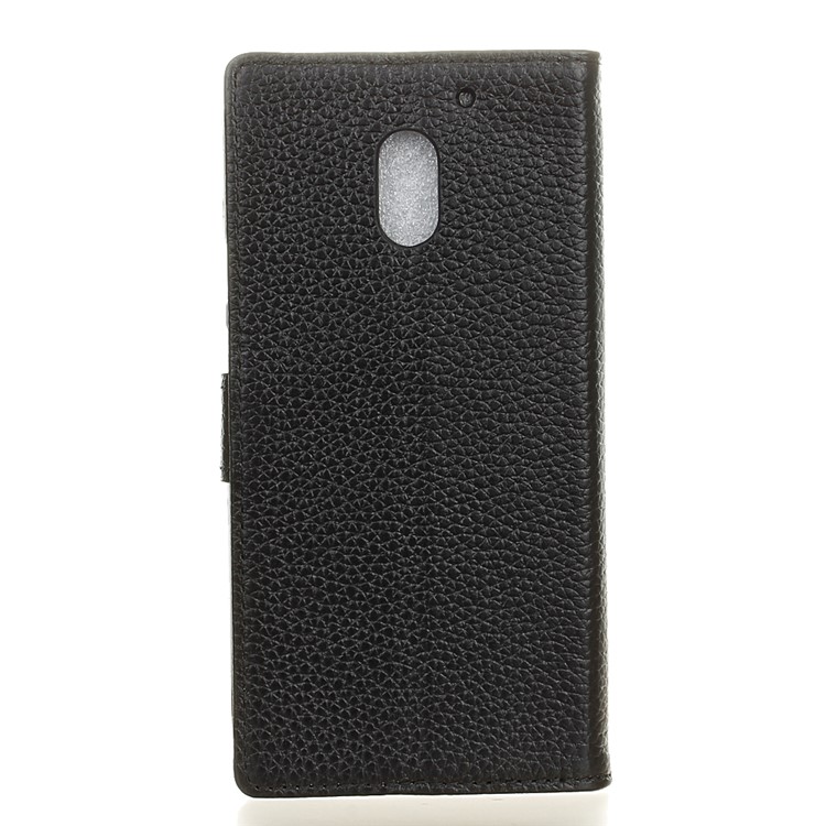 Genuine Leather Wallet Stand Phone Case for Motorola Moto E3 Power - Black-2