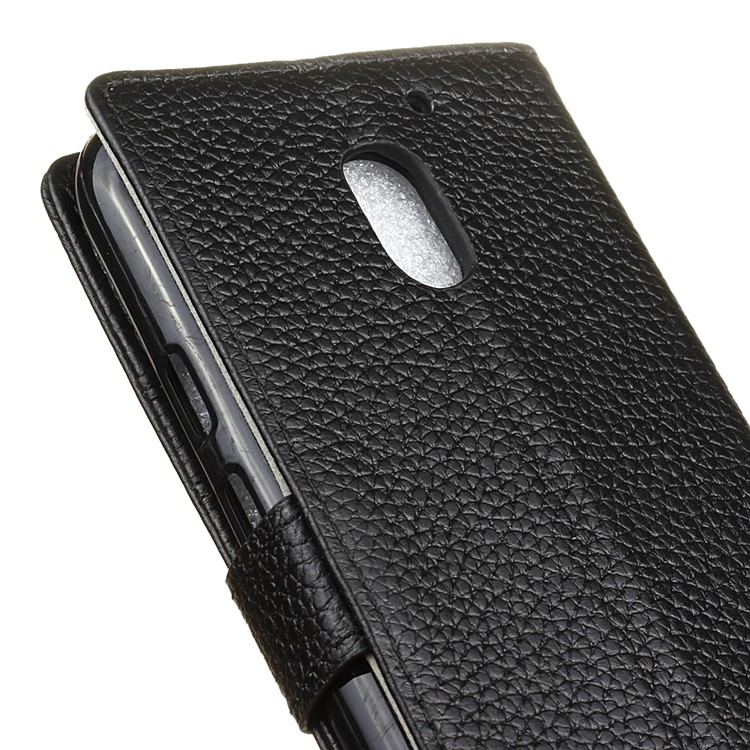 Genuine Leather Wallet Stand Phone Case for Motorola Moto E3 Power - Black-3
