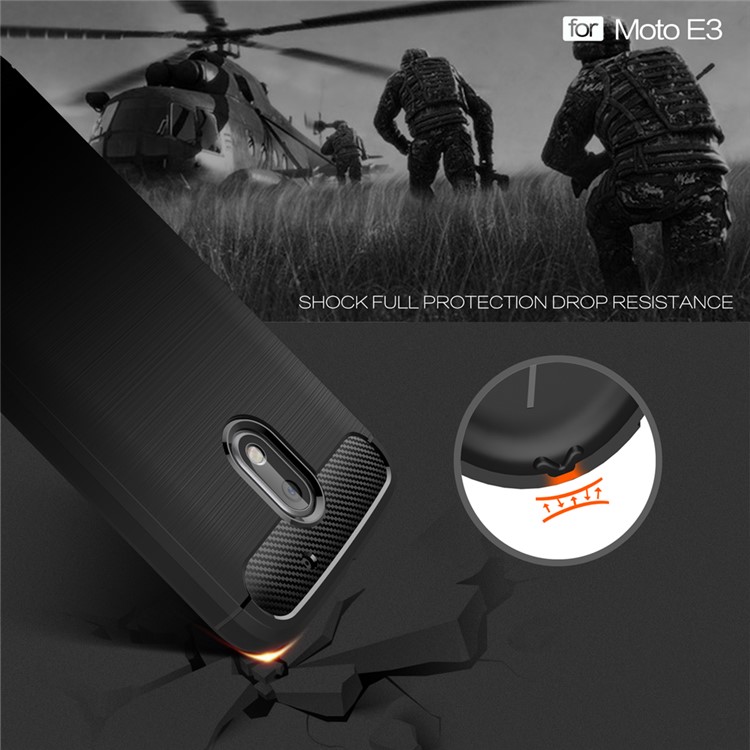 Carbon Fibre Brushed TPU Case for Motorola Moto E3 - Black-5