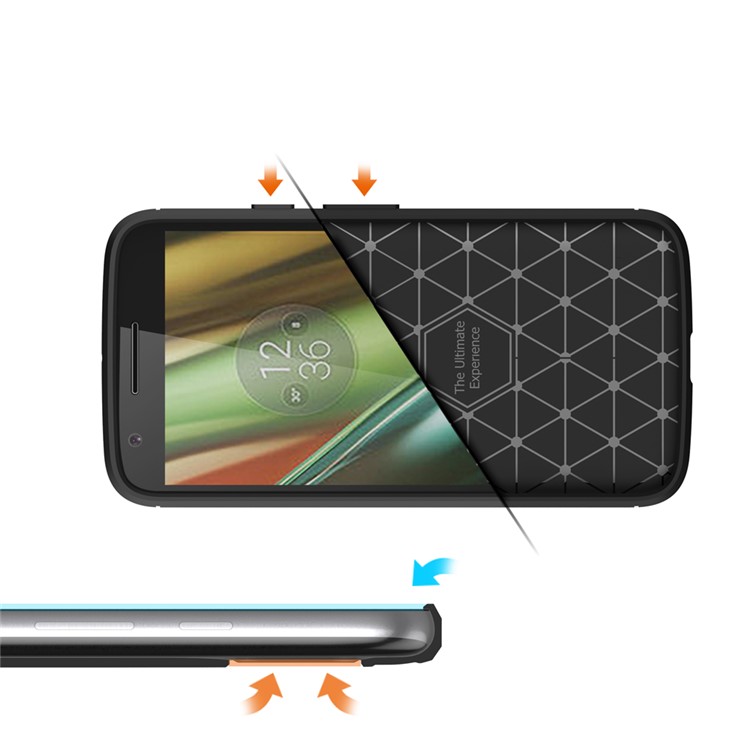 Carbon Fibre Brushed TPU Case for Motorola Moto E3 - Black-7
