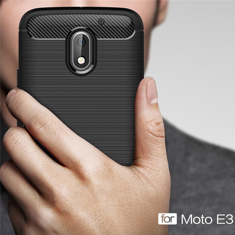 Carbon Fibre Brushed TPU Case for Motorola Moto E3 - Black-8