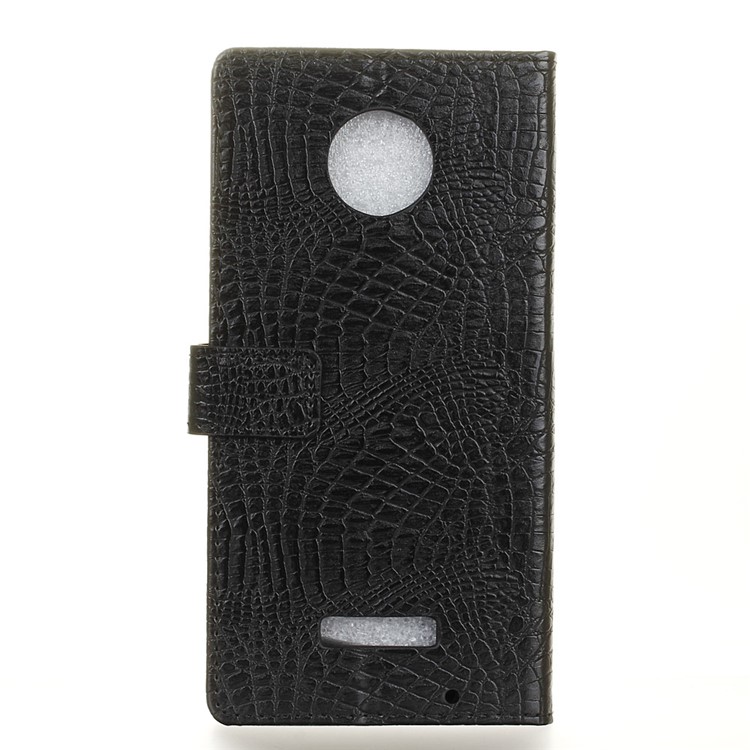 Crocodile Wallet Stand Leather Phone Case Cover for Motorola Moto Z Play - Black-2