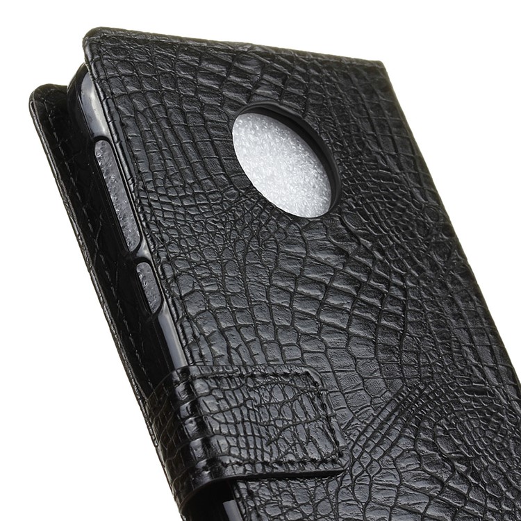 Crocodile Wallet Stand Leather Phone Case Cover for Motorola Moto Z Play - Black-3