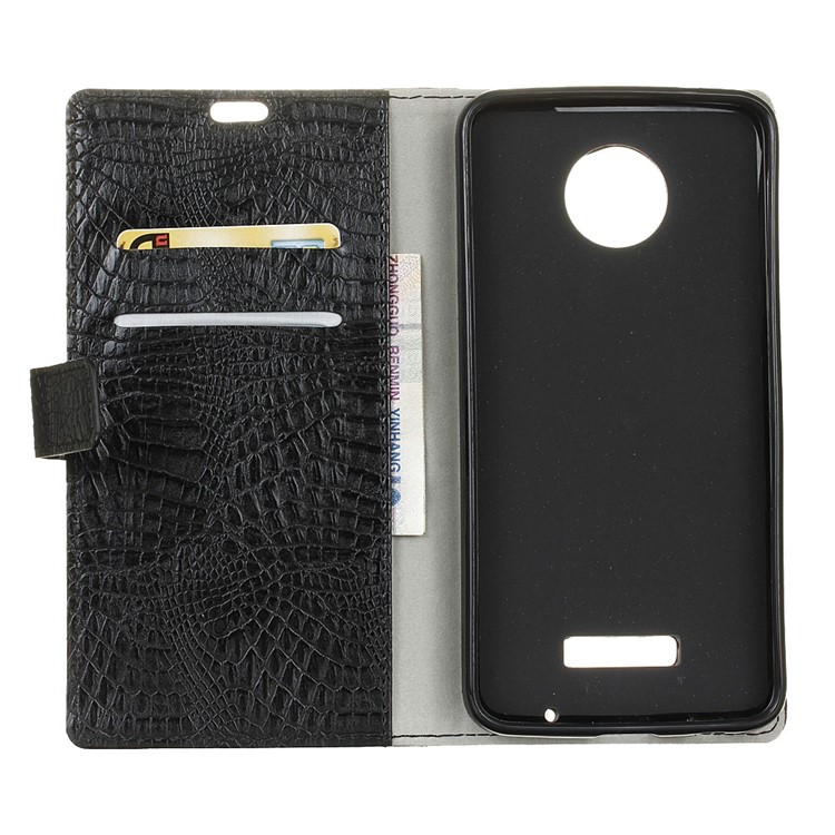 Crocodile Wallet Stand Leather Phone Case Cover for Motorola Moto Z Play - Black-4