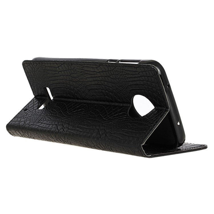 Crocodile Wallet Stand Leather Phone Case Cover for Motorola Moto Z Play - Black-6