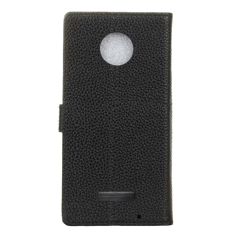 For Motorola Moto Z Play Wallet Genuine Leather Case Stand Lychee Texture - Black-2