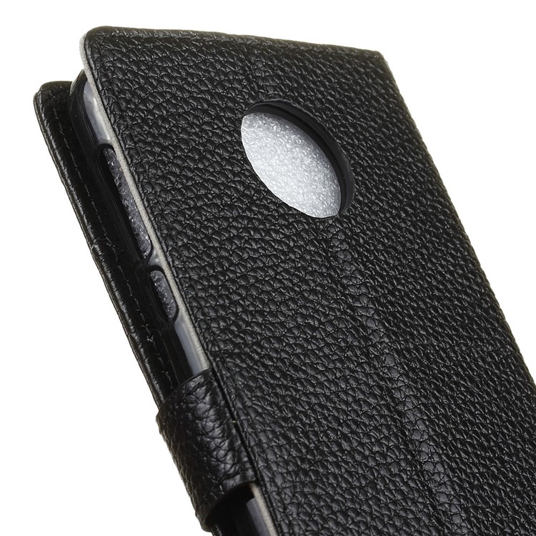 For Motorola Moto Z Play Wallet Genuine Leather Case Stand Lychee Texture - Black-3