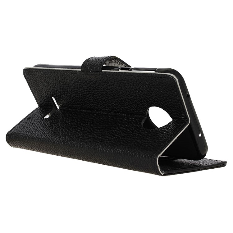For Motorola Moto Z Play Wallet Genuine Leather Case Stand Lychee Texture - Black-6