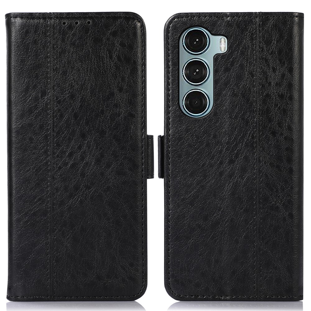 For Motorola Moto G200 5G Crazy Horse Texture Cellphone Stand Cover Side Magnetic Clasps Folio Flip PU Leather Case Wallet Phone Shell - Black-1