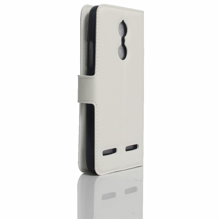 Litchi Skin Wallet Leather Stand Cover for Lenovo K6 - White-2