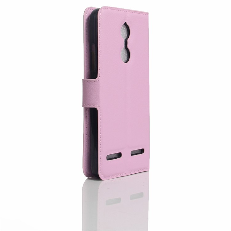 Litchi Skin Magnetic Leather Stand Cover for Lenovo K6 - Pink-2