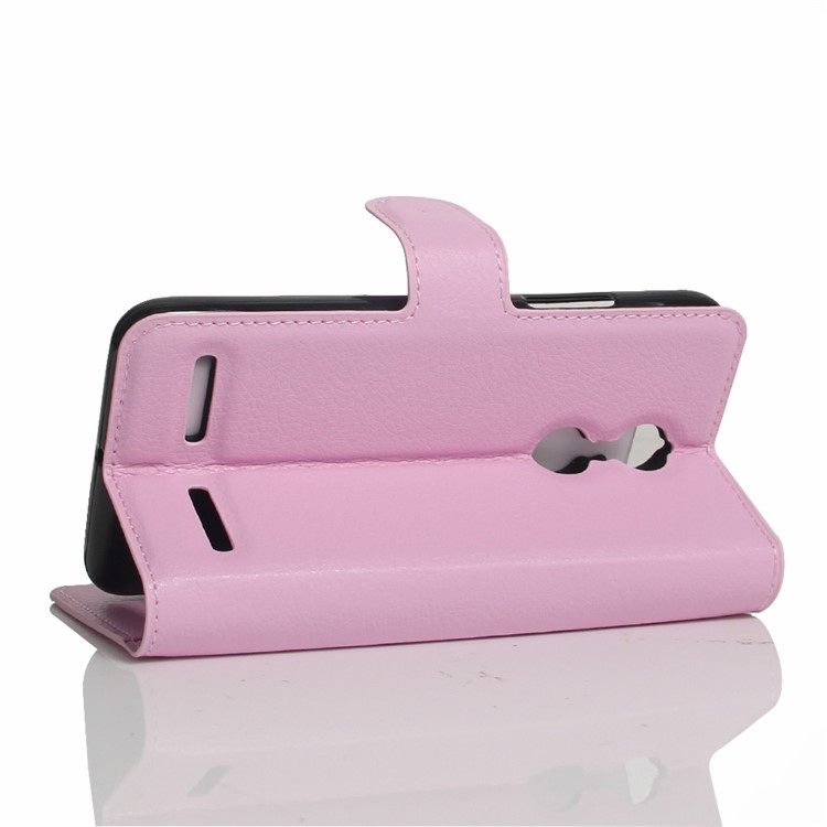 Litchi Skin Magnetic Leather Stand Cover for Lenovo K6 - Pink-3