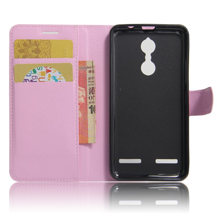 Litchi Skin Magnetic Leather Stand Cover for Lenovo K6 - Pink-5
