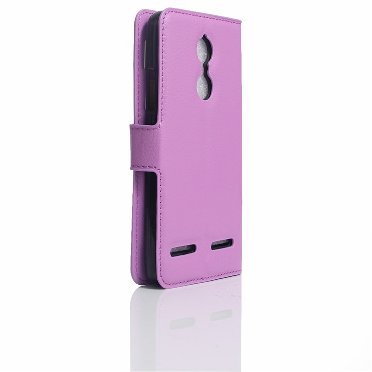 Litchi Skin Leather Stand Cover with Card Slots for Lenovo K6 - Purple-2