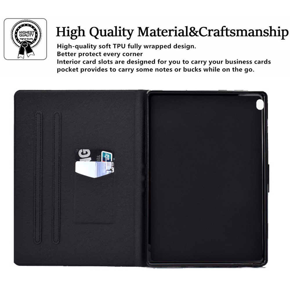 PU Leather Tablet Stand Case for Lenovo Tab M10 TB-X605F, Pattern Printing Card Slots Cover - Cat-5