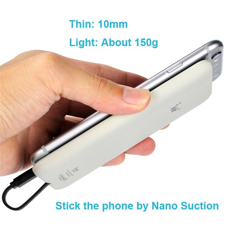 IWO iFreeX 4000mAh Power Bank Built-in Micro USB Cable with Nano Suction for Samsung Huawei - White-4