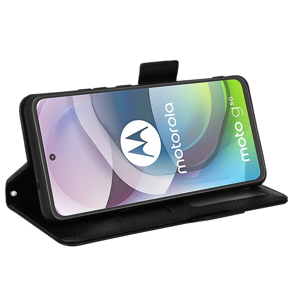 For Motorola Moto G 5G/One 5G Ace Double Magnetic Clasp All-inclusive Protection Phone Cover Litchi Texture Leather Flip Case with Wallet Stand - Black-5
