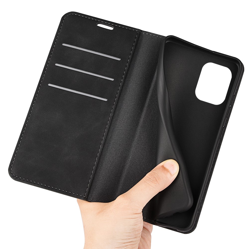 For Motorola Moto G100 Skin Touch PU Leather Flip Folio Case Wallet Stand Magnetic Adsorption Protective Cover - Black-7